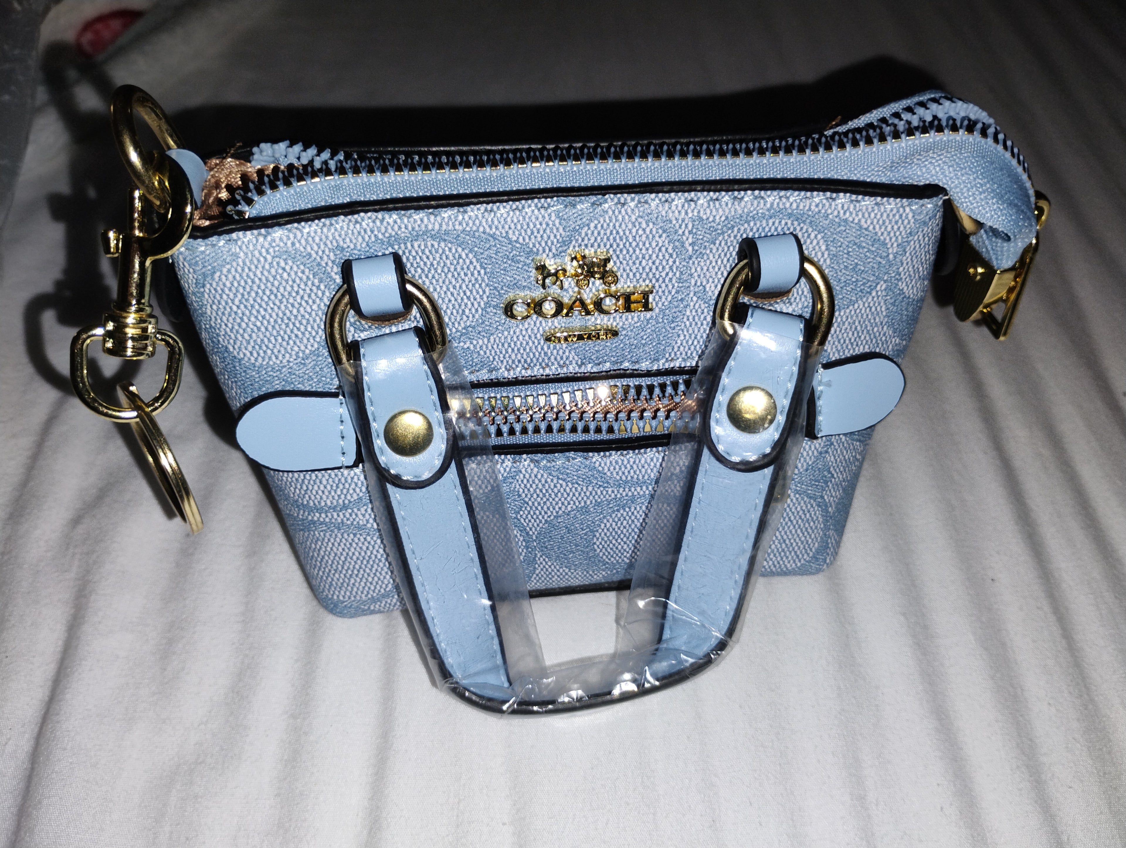 Coach mini pinkand blue purse bag